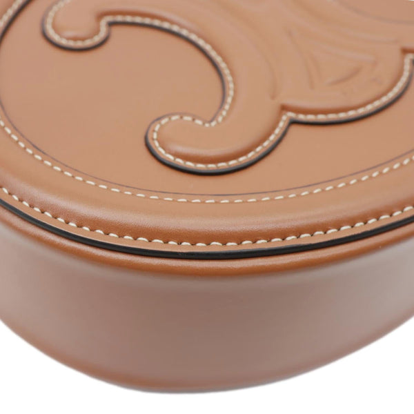 CELINE Triomphe Oval Calfskin Cuir Shoulder Bag Tan