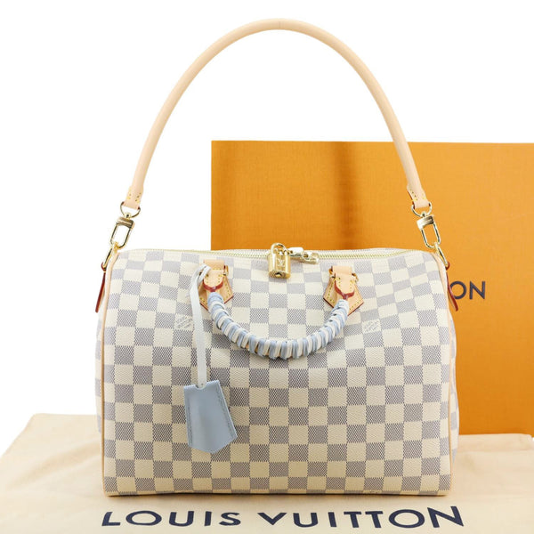 LOUIS VUITTON Speedy Soft 30 Bandouliere Damier Azur Shoulder Bag White