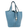 HERMES Picotin Lock 18 Taurillon Clemence Leather Hobo Bag Blue