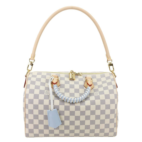 LOUIS VUITTON Speedy Soft 30 Bandouliere Damier Azur Shoulder Bag White