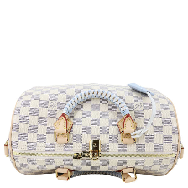 LOUIS VUITTON Speedy Soft 30 Bandouliere Damier Azur Shoulder Bag White