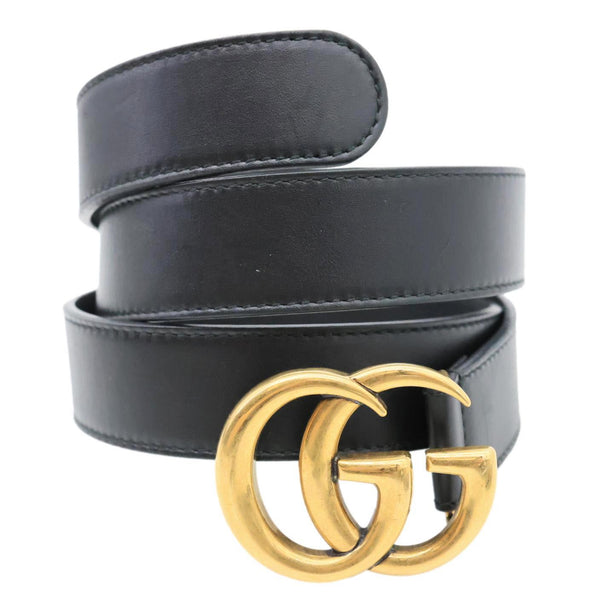 GUCCI GG Buckle Marmont Leather Belt Size 90.36 Black 414516