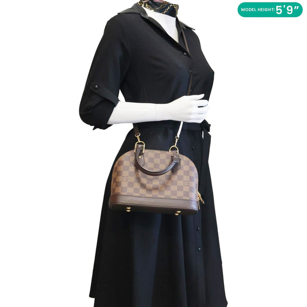 LOUIS VUITTON Alma BB Damier Ebene Crossbody Bag Brown
