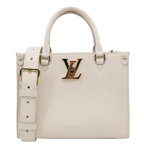 LOUIS VUITTON Lock & Go Grained Calf Leather Shoulder Bag Quartz