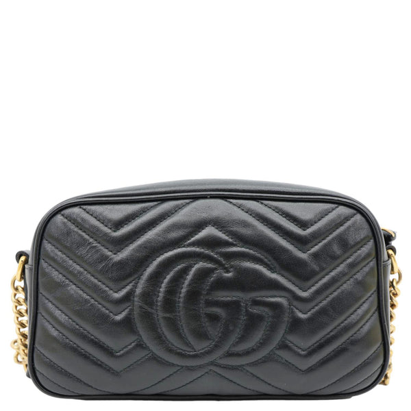 GUCCI GG Marmont Small Matelasse Chevron Leather Camera Bag Black 447632