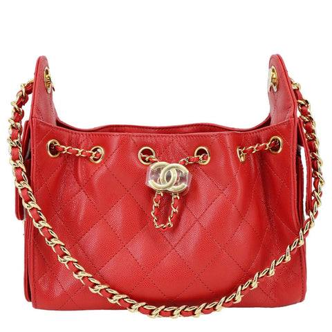 CHANEL 25 Mini Quilted Caviar Leather Hobo Bag Red