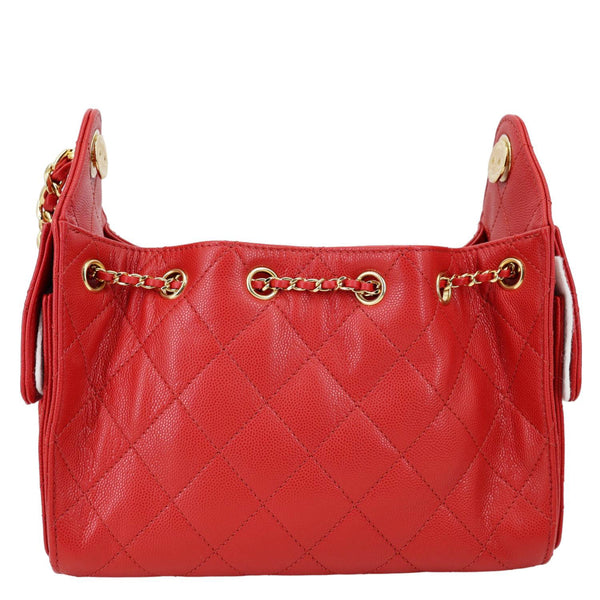 CHANEL 25 Mini Quilted Caviar Leather Hobo Bag Red