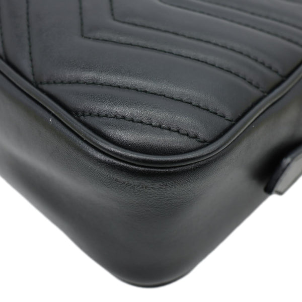 GUCCI GG Marmont Small Matelasse Chevron Leather Camera Bag Black 447632