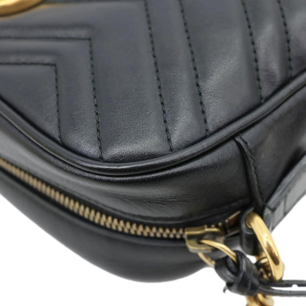 GUCCI GG Marmont Small Matelasse Chevron Leather Camera Bag Black 447632