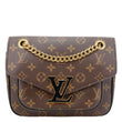 LOUIS VUITTON Passy Monogram Canvas Shoulder Bag Brown