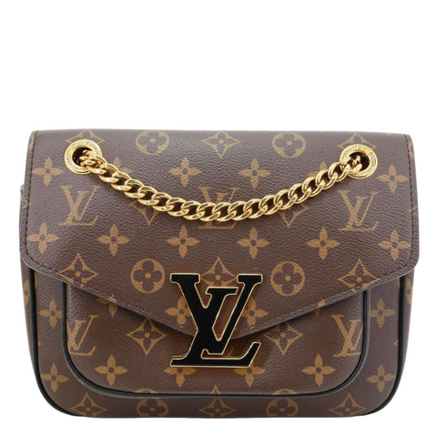 LOUIS VUITTON Passy Monogram Canvas Shoulder Bag Brown