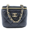 CHANEL Pearl Crush Mini Quilted Lambskin Leather Vanity Case Crossbody Bag Black