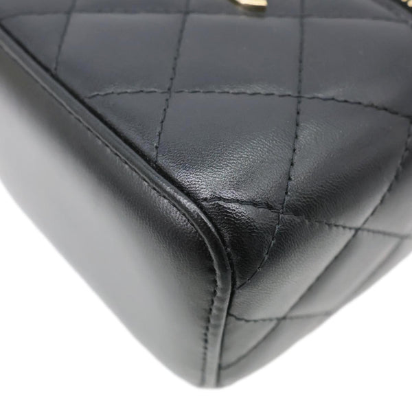 CHANEL Pearl Crush Mini Quilted Lambskin Leather Vanity Case Crossbody Bag Black