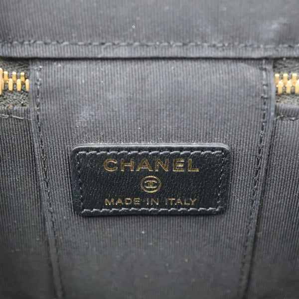 CHANEL Pearl Crush Mini Quilted Lambskin Leather Vanity Case Crossbody Bag Black