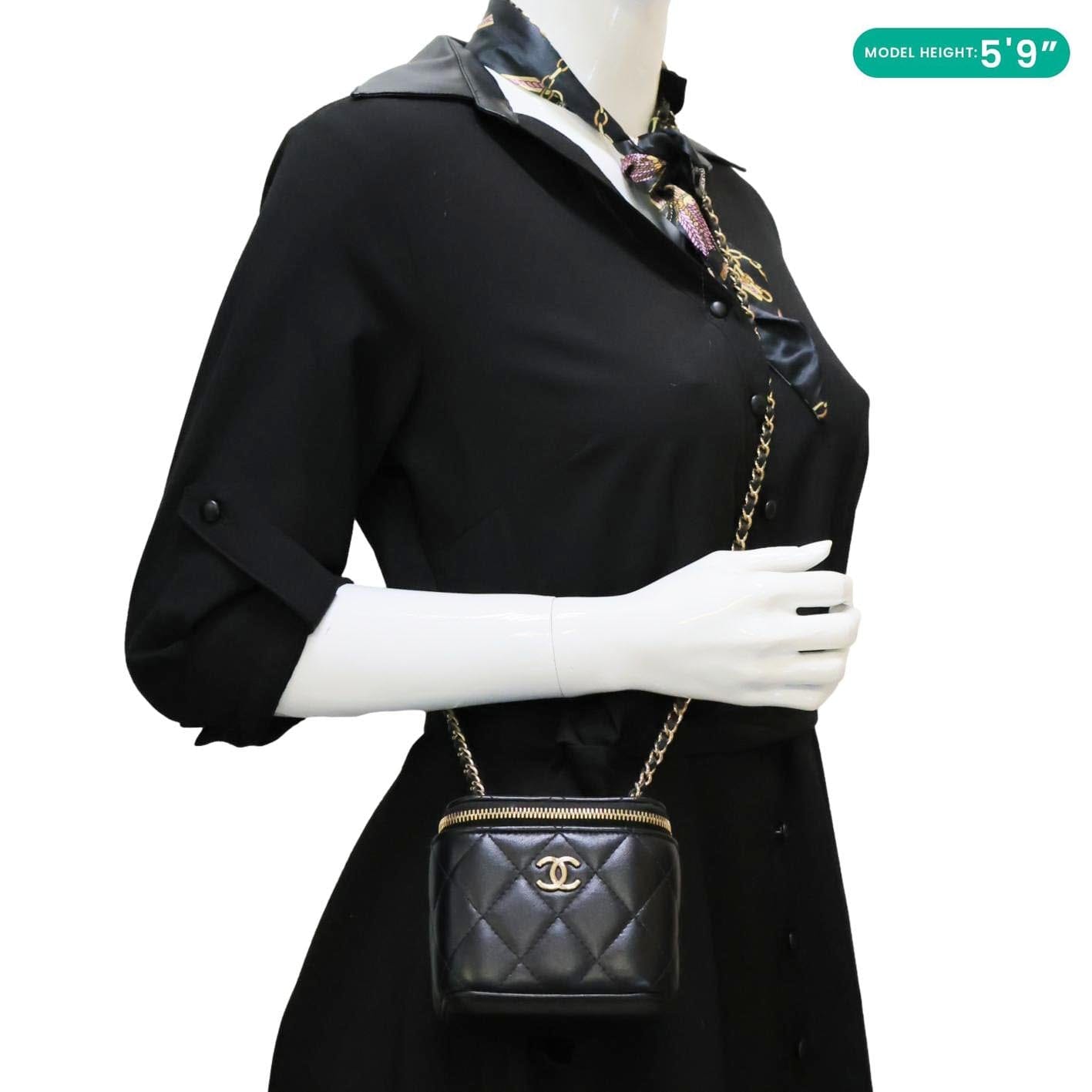 CHANEL Pearl Crush Mini Quilted Lambskin Leather Vanity Case Crossbody