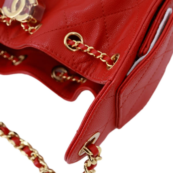 CHANEL 25 Mini Quilted Caviar Leather Hobo Bag Red