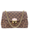LOUIS VUITTON Caissa Chain Damier Ebene Clutch Shoulder Bag Rose Ballerine