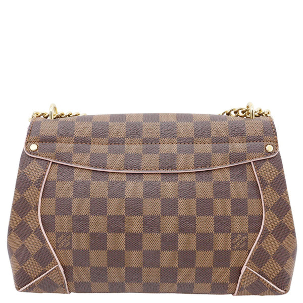 LOUIS VUITTON Caissa Chain Damier Ebene Clutch Shoulder Bag Rose Ballerine