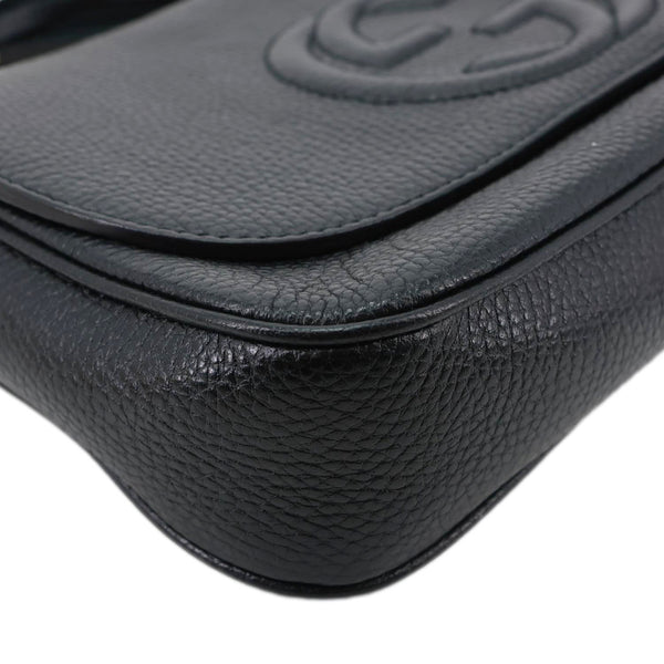 GUCCI Soho Flap Leather Chain Crossbody Bag Black 586224