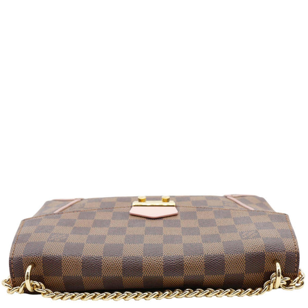 LOUIS VUITTON Caissa Chain Damier Ebene Clutch Shoulder Bag Rose Ballerine