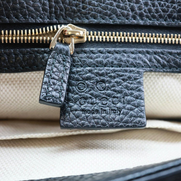 GUCCI Soho Flap Leather Chain Crossbody Bag Black 586224