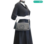 GUCCI Soho Flap Leather Chain Crossbody Bag Black 586224