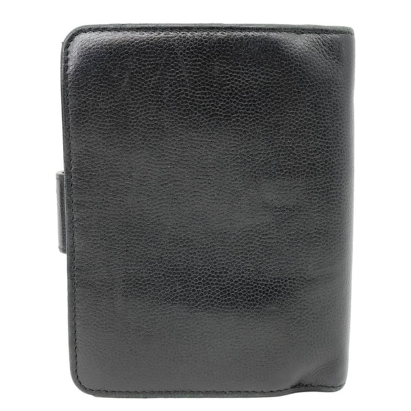 CHANEL Grained Calfskin Leather Bifold Wallet Black