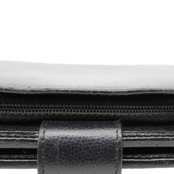 CHANEL Grained Calfskin Leather Bifold Wallet Black