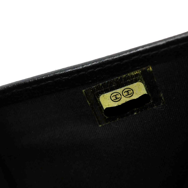 CHANEL Grained Calfskin Leather Bifold Wallet Black