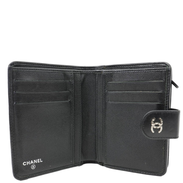 CHANEL Grained Calfskin Leather Bifold Wallet Black