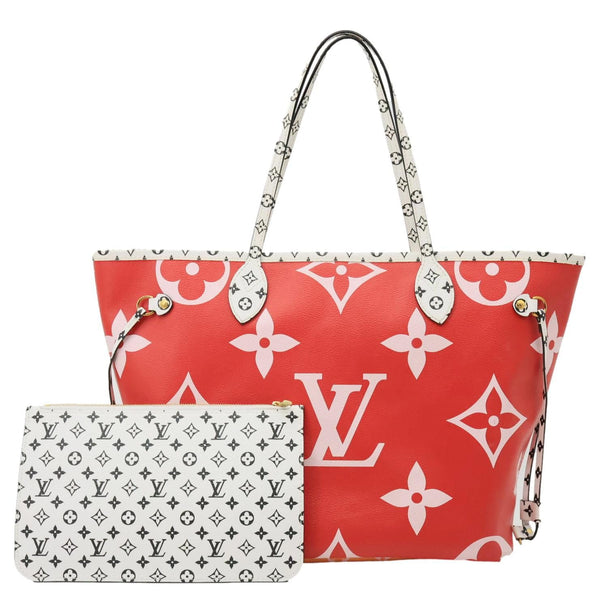 LOUIS VUITTON Neverfull MM Giant Monogram Canvas Tote Bag Red
