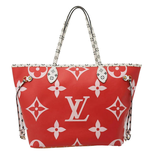 LOUIS VUITTON Neverfull MM Giant Monogram Canvas Tote Bag Red