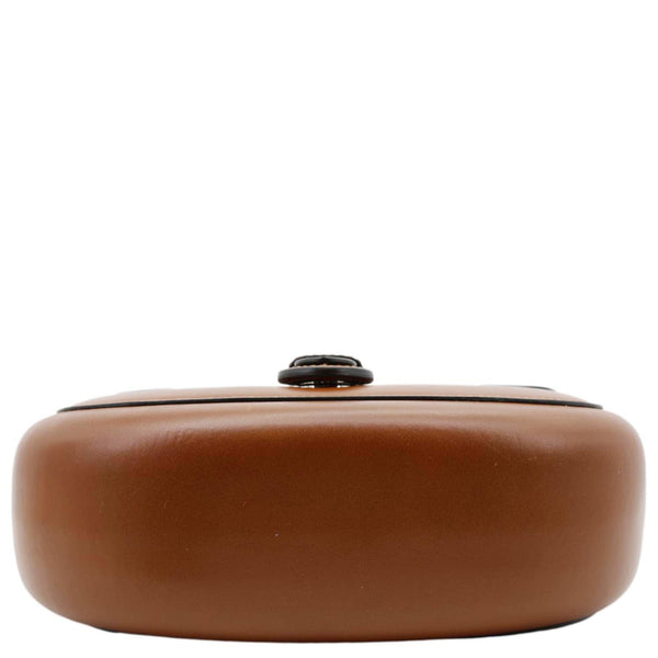 GUCCI Logo Small Embossed Calfskin Leather Shoulder Bag Brown 679540