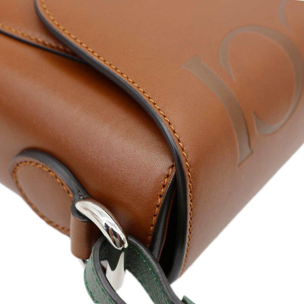 GUCCI Logo Small Embossed Calfskin Leather Shoulder Bag Brown 679540