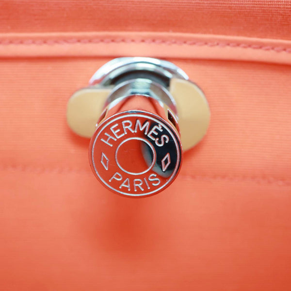 HERMES Herbag Zip 31 PM Vache Hunter Toile Canvas Shoulder Bag Orange