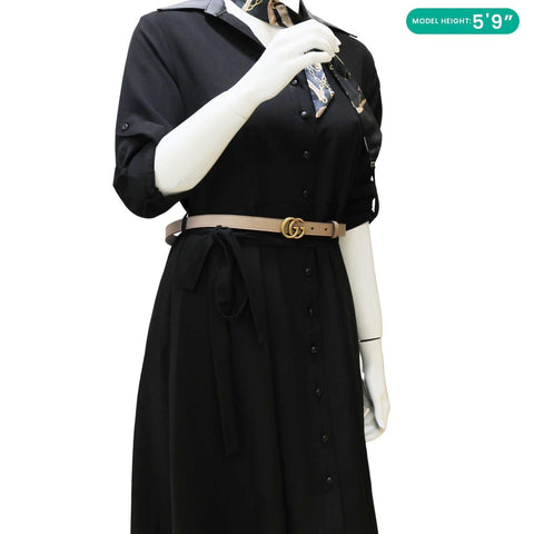 GUCCI Women's Slim Double G Leather Belt 409417 Size 85.34 Porcelain Rose