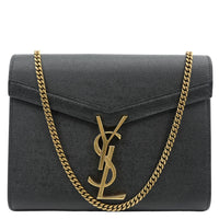 YVES SAINT LAURENT Cassandra Matelasse Grain De Poudre Chain Wallet Black