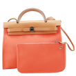 HERMES Herbag Zip 31 PM Vache Hunter Toile Canvas Shoulder Bag Orange