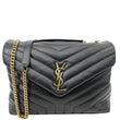 YVES SAINT LAURENT Loulou Medium Quilted Calfskin Leather Shoulder Bag Black