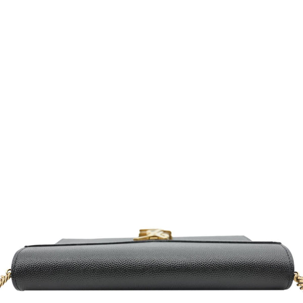 YVES SAINT LAURENT Cassandra Matelasse Grain De Poudre Chain Wallet Black