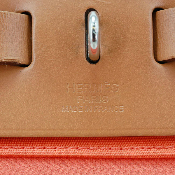 HERMES Herbag Zip 31 PM Vache Hunter Toile Canvas Shoulder Bag Orange