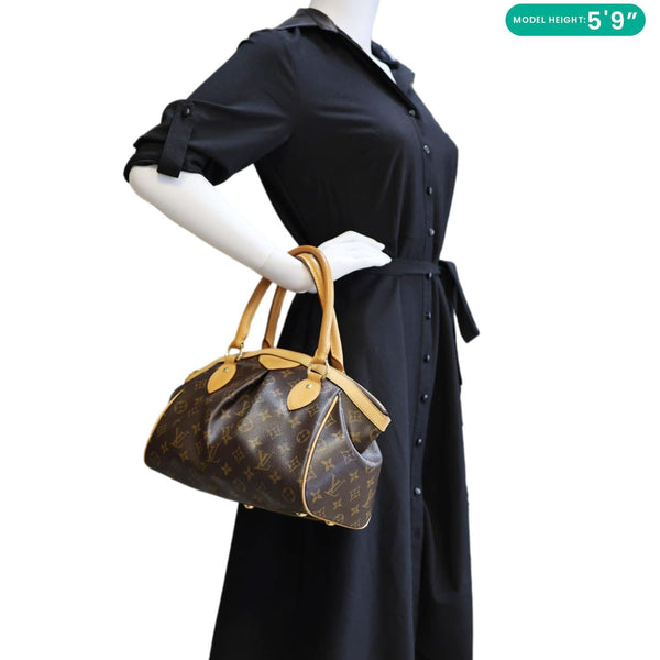 LOUIS VUITTON Tivoli PM Monogram Canvas Satchel Bag Brown