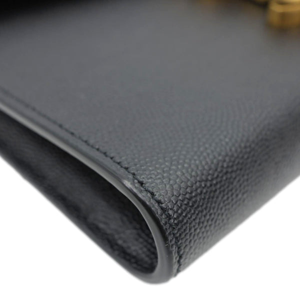 YVES SAINT LAURENT Cassandra Matelasse Grain De Poudre Chain Wallet Black