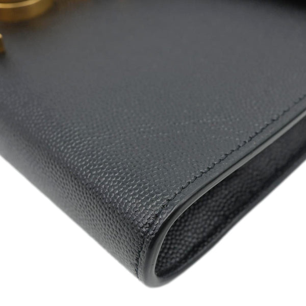 YVES SAINT LAURENT Cassandra Matelasse Grain De Poudre Chain Wallet Black