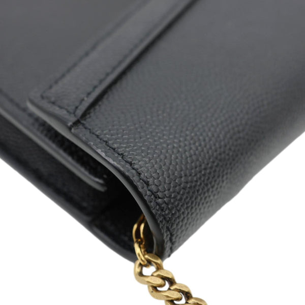 YVES SAINT LAURENT Cassandra Matelasse Grain De Poudre Chain Wallet Black
