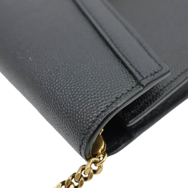 YVES SAINT LAURENT Cassandra Matelasse Grain De Poudre Chain Wallet Black