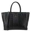 PRADA Diagramme Flap Smooth Quilted Leather Tote Bag Black