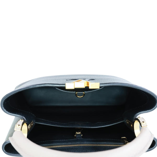 LOUIS VUITTON Capucine MM Monogram Flowers Taurillon Leather Chain Crossbody Bag Black