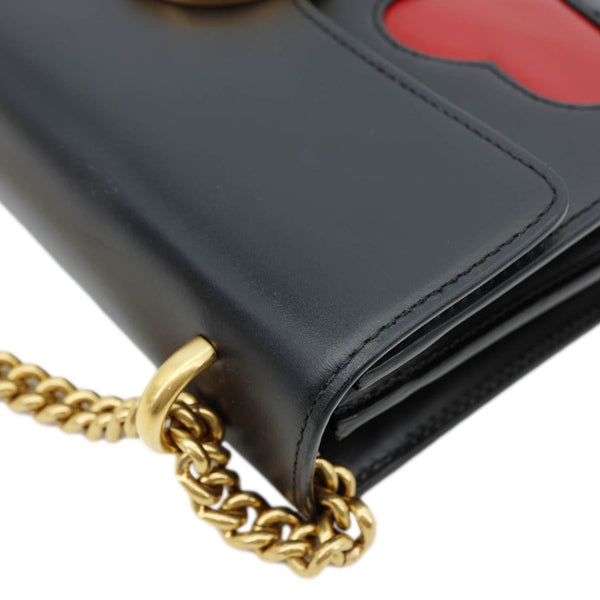 GUCCI Marmont Heart Patchwork Leather Chain Shoulder Bag Red 431777