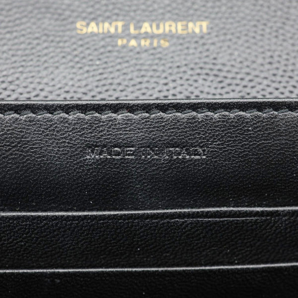 YVES SAINT LAURENT Cassandra Matelasse Grain De Poudre Chain Wallet Black